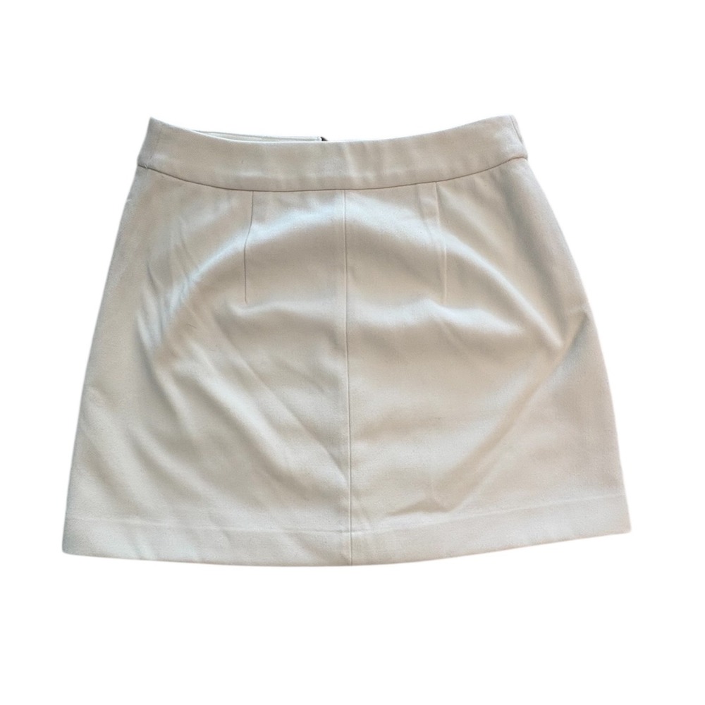 Express White A-Line Mini Skirt‎ with Front Gold Ring Zipper Black Trim Size 4 - Picture 8 of 8